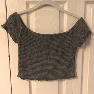 Gray Stretch Crop Top